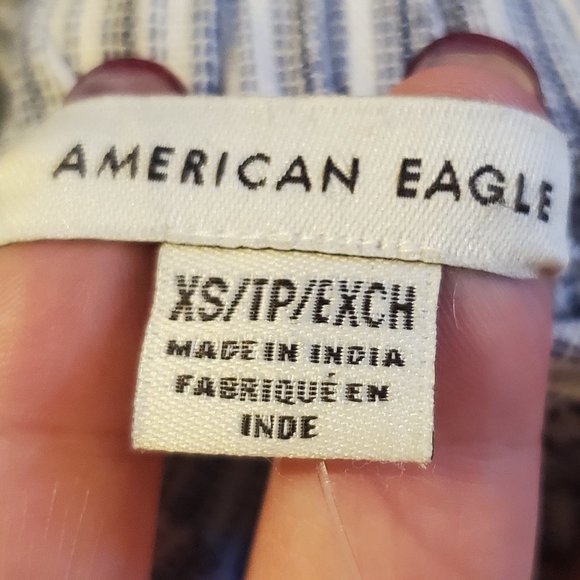 AE Outfitters Paperbag High Waisted Linen Blend Striped Tapered Pants Size XS - Picture 15 of 16